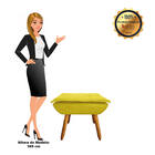 02 Poltronas E 01 Puff Pé Palito De Madeira Opala Suede D03 -