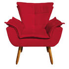 02 Poltronas E 01 Puff Pé Palito De Madeira Opala Suede D03 -