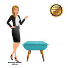 02 Poltronas E 01 Puff Pé Palito De Madeira Opala Suede D03 -