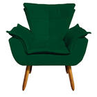 02 Poltronas E 01 Puff Pé Palito De Madeira Opala Suede D03 -