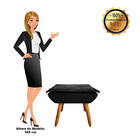 02 Poltronas E 01 Puff Pé Palito De Madeira Opala Suede D03 -