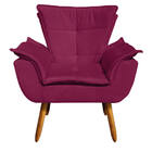 02 Poltronas E 01 Puff Pé Palito De Madeira Opala Suede D03 -