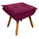 02 Poltronas E 01 Puff Pé Palito De Madeira Opala Suede D03 -