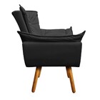 02 Poltronas E 02 Puffs Pé Palito De Madeira Opala Corino D03