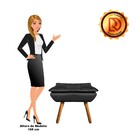 02 Poltronas E 02 Puffs Pé Palito De Madeira Opala Corino D03