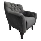 02 Poltronas Em Veludo Cinza Com Tachas Pés Shaula