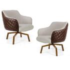 02 Poltronas Jade Ka C107 Corano Tressê Linho Bege