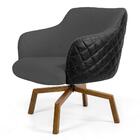 02 Poltronas Jade Ka C416 Corano Tressê Linho Cinza Escuro