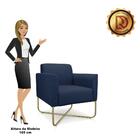 02 Poltronas Marisa Suede Base X Dourada Azul Marinho