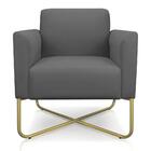 02 Poltronas Marisa Suede Base X Industrial Dourada Grafite