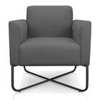 02 Poltronas Marisa Suede Grafite Base X Industrial Preta