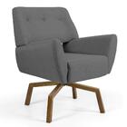 02 Poltronas Melli Ka Castanho C416 Linho Cinza Escuro