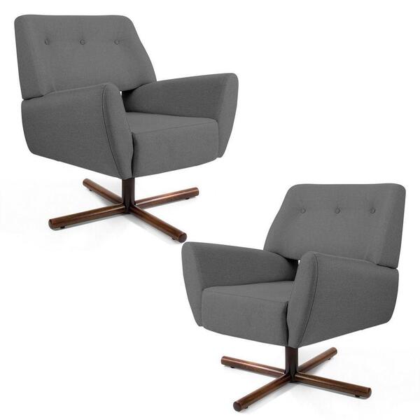 02 Poltronas Melli Xis B-317 Veludo Cinza