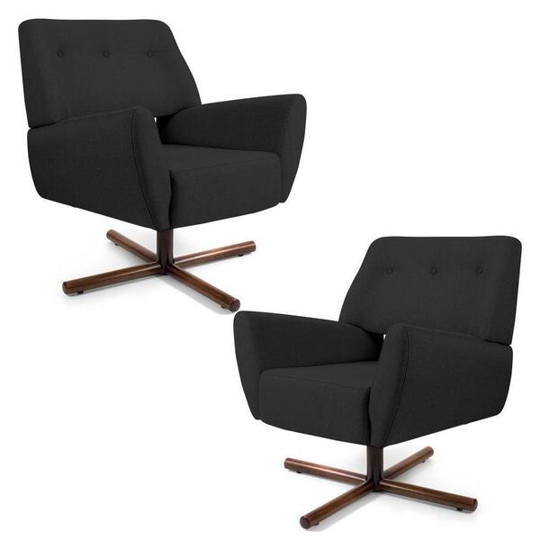 02 Poltronas Melli Xis C-465 Linho Chumbo