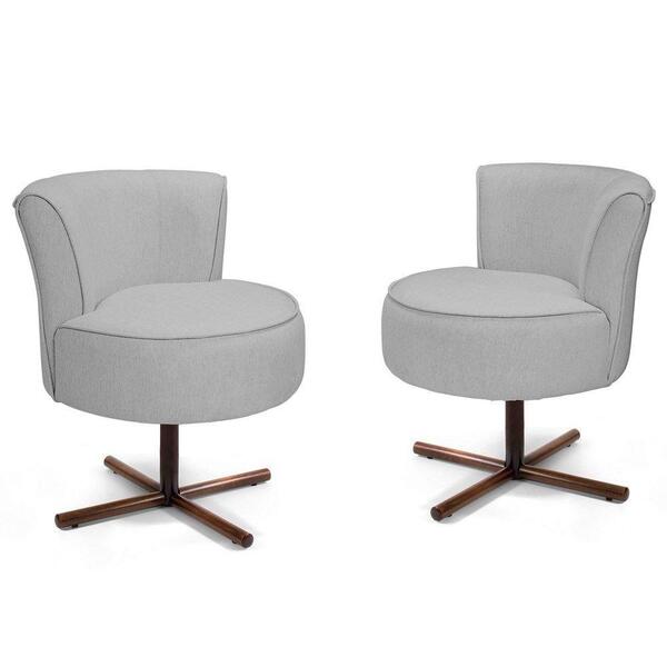 02 Poltronas Olivia Xis C-315 Linho Cinza Claro