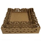 03 Bandejas Em Mdf Cru Ornamentos Florais Festas Decorações