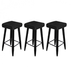 03 Banqueta Decorativas Chloe Suede Preto Pés Palito Preto