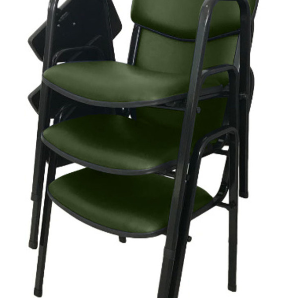 03 Cadeiras Escolar Universitária Linha Hotel Auditório Verde