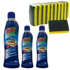 03 Un Saponaceo Reax 400g + 10 Esponja Dupla Face Bettanin