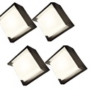 04 Arandelas Pretas Parede Muro Quadrada Branca Fria + led G9