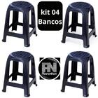 04 Banco Banqueta Plástico Preto Plasnorthon 46 Cm Cor Preta