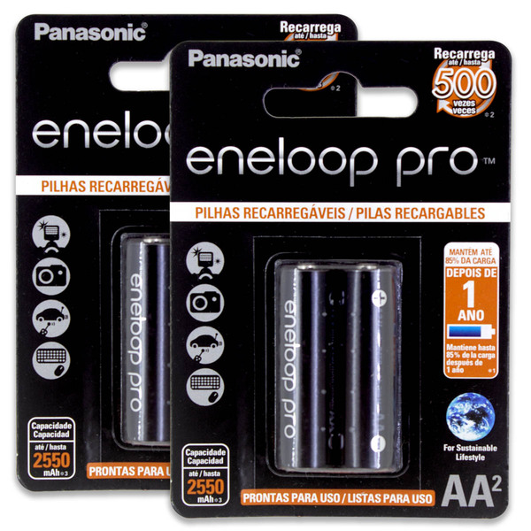 04 Pilhas Eneloop Pro Aa Recarregável 2550mah Panasonic