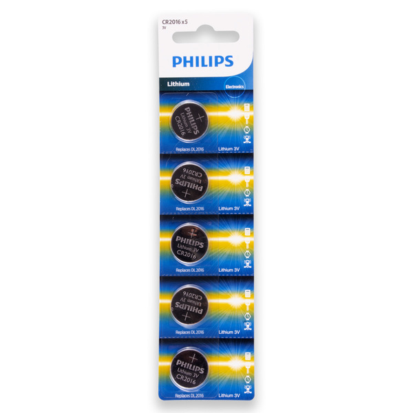 05 Pilhas Philips Cr2016 3v Bateria Original - 01 Cartela