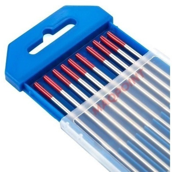 05 Un Eletrodo De Tungstênio 2% Tório Ponta Vermelha 1,6mm -