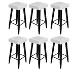 06 Banqueta Decorativas Chloe Tecido Sintético Branco Pés Pal