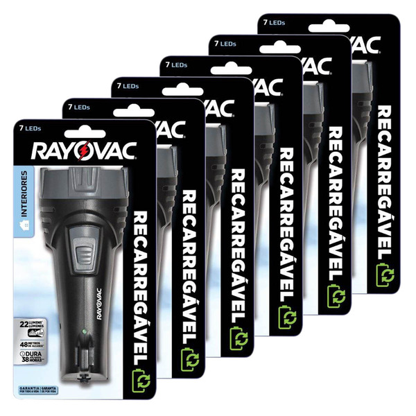 06 Lanternas Interiores Recarregável 7 Leds Rayovac