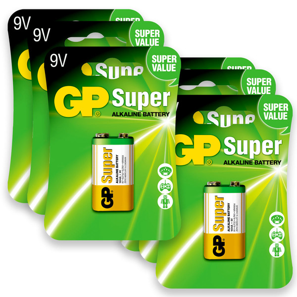 06 Pilhas Bateria 9v Alcalina Gp Super 6 Cartelas