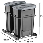 0717 Lixeira Dupla 2x 15 Litros Aramado Deslizante Para Armár