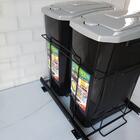 0717 Lixeira Dupla 2x 15 Litros Aramado Deslizante Para Armár