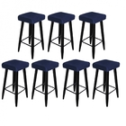 07 Banqueta Decorativas Chloe Suede Azul Marinho Pés Palito P