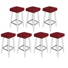 07 Banqueta Decorativas Chloe Suede Vermelho Pés Palito Branco