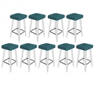 09 Banqueta Decorativas Chloe Suede Azul Turquesa Pés Palito