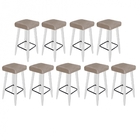 09 Banqueta Decorativas Chloe Suede Bege Pés Palito Branco