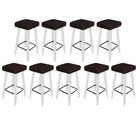 09 Banqueta Decorativas Chloe Suede Marrom Pés Palito Branco