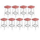 09 Banqueta Decorativas Chloe Suede Rosê Pés Palito Branco