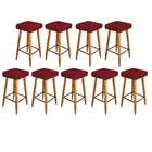 09 Banqueta Decorativas Chloe Suede Vermelho Pés Palito Casta