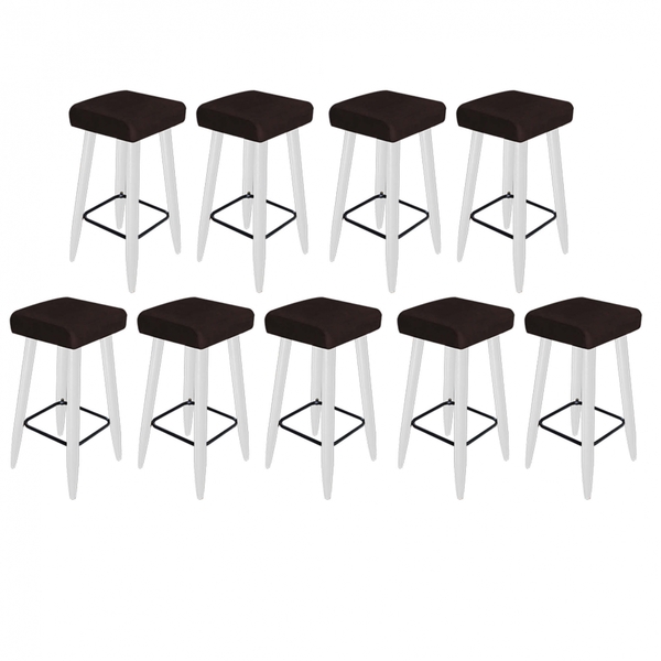 09 Banqueta Decorativas Chloe Tecido Sintético Marrom Pés Pal