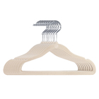 100 Cabides Veludo Infantil Antideslizante Slim Bege Premium