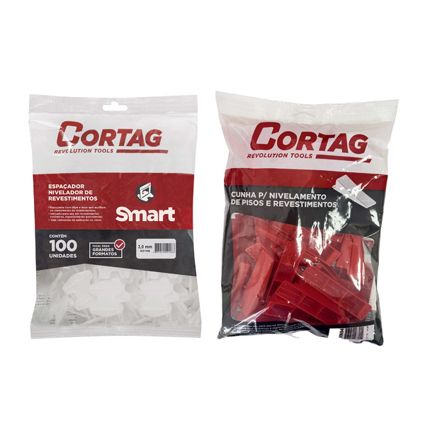 Espaçador Nivelador 3,0mm Smart com 100 Peças + Cunha com 50 Peças Cortag