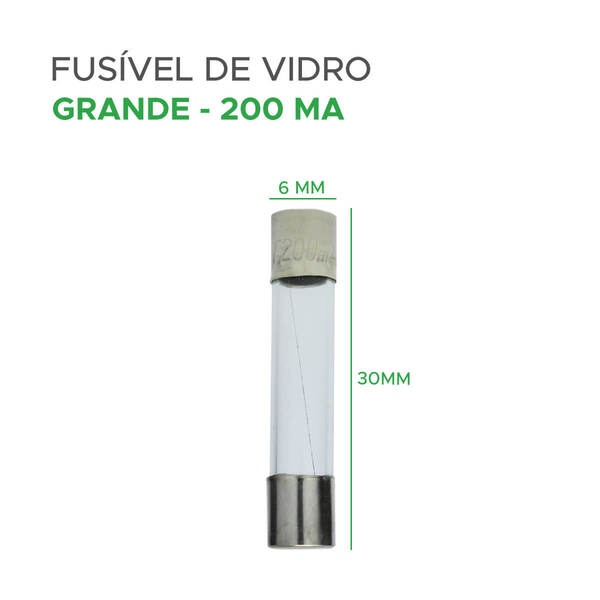 100 X Fusível De Vidro 6x30 Grande Kit Com 100 Peças 200ma