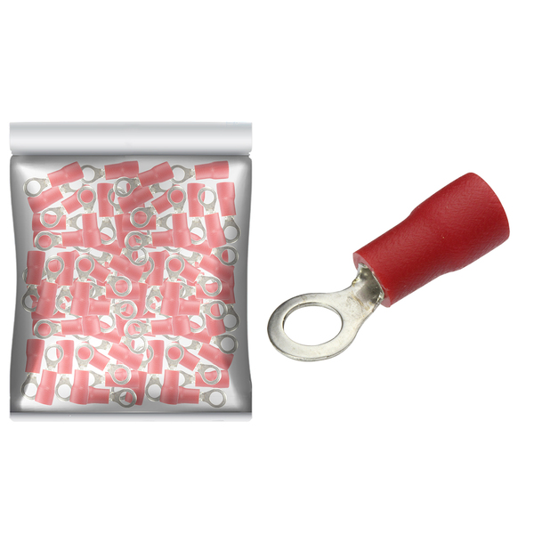 100x Terminal Olhal Anel M3 Pré Isolado - Fio De 0,5 A 1,5mm