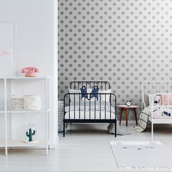 102508 Papel De Parede Importado Silver Dotty Rolo 5mt²