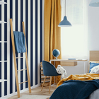 108557 Papel De Parede Importado Listrado Azul Marinho Rolo 5