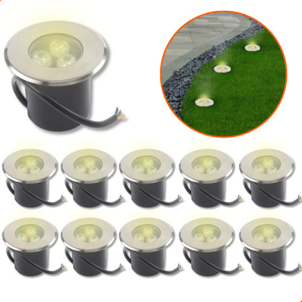 10 Balizador De Solo Led Chão Jardim 3w Embutir Blindado Bran