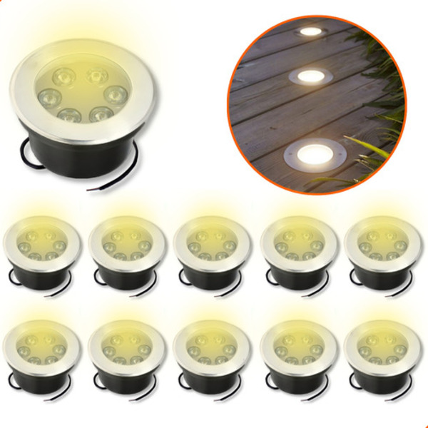 10 Balizador De Solo Led Chão Jardim 5w Embutir Blindado Bran