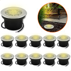 10 Balizador De Solo Led Chão Jardim 7w Embutir Blindado Verde